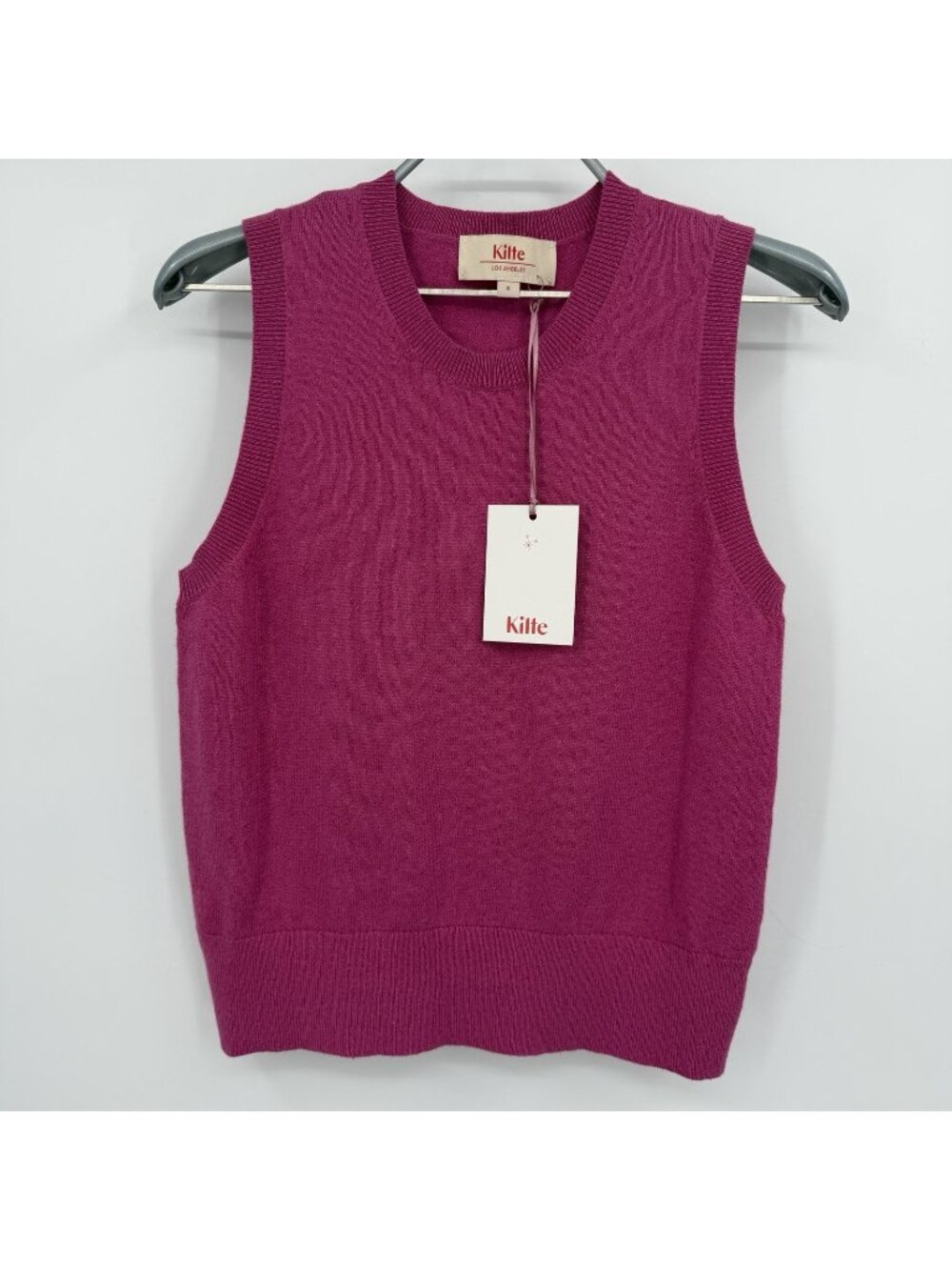 Kilte Collection Carrie Cotton Cashmere Sleeveless Sweater Tank in Fuchsia 0/XS